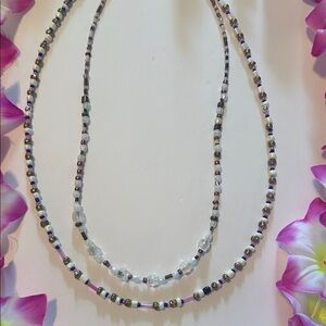 Elegant Beaded Necklace with Purple and Silver Accents